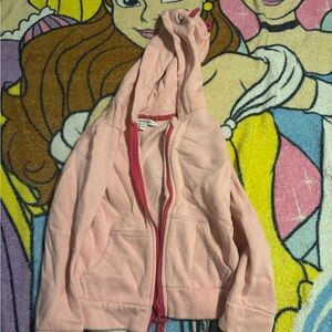 George Girls' Pink Hooded Zip Jacket with Dark Pink Trim